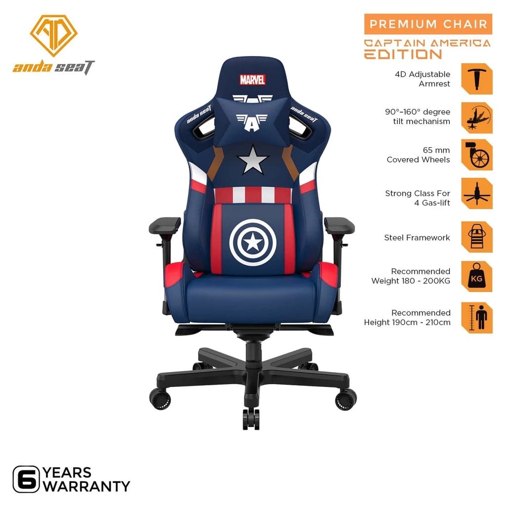 AndaSeat Captain America Edition Series Premium Kursi Gaming Chair