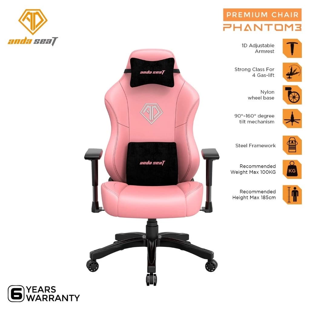 AndaSeat Phantom 3 Series Premium Office Gaming Chair - Pink