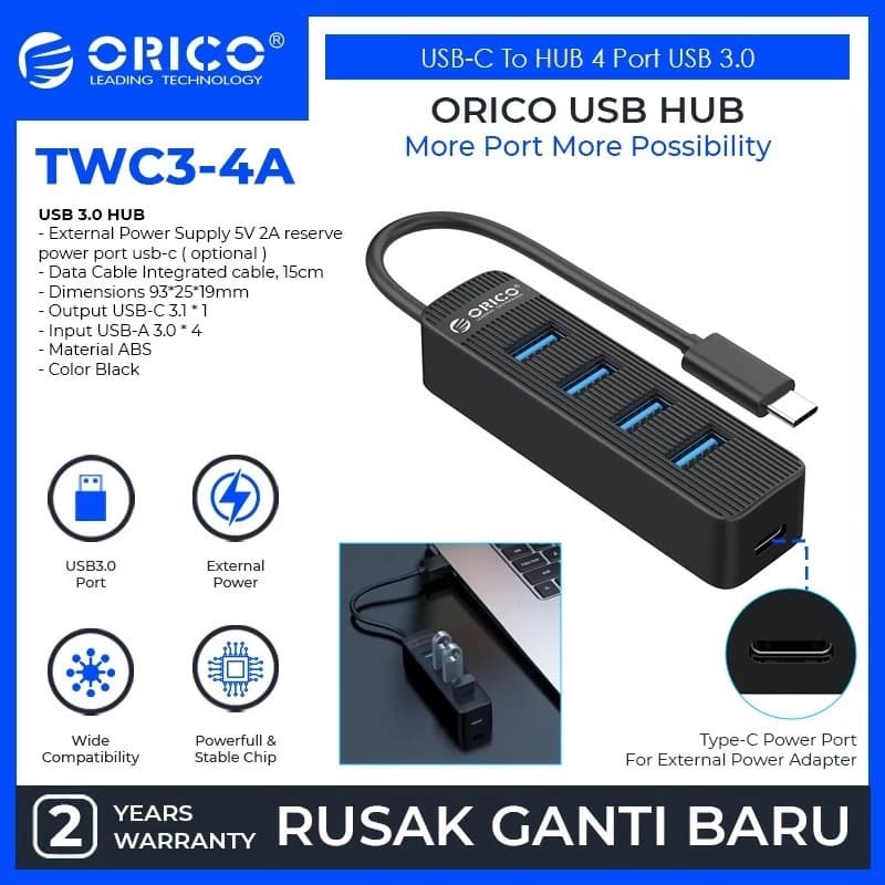 ORICO - TWC3-4A USB-C To HUB 4 Port USB 3.0