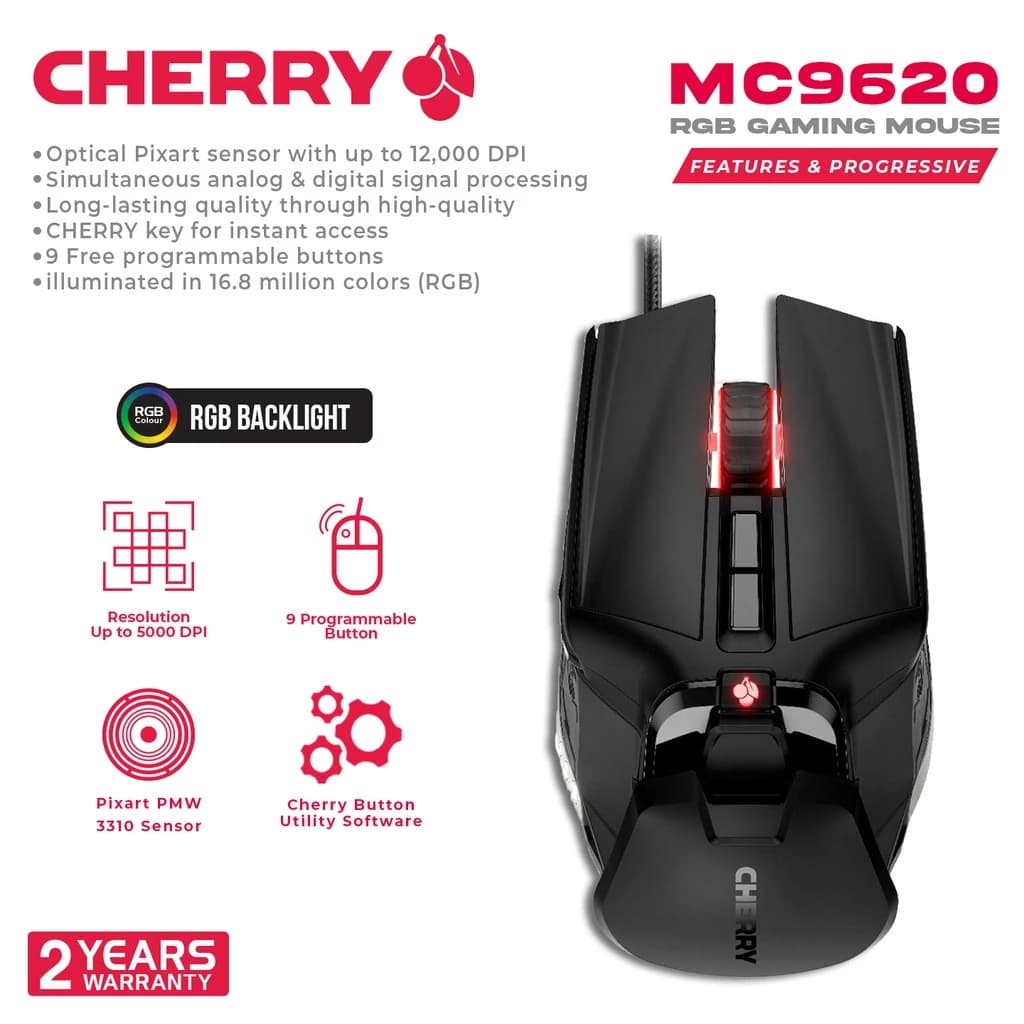 Cherry MC9620 FPS 12000 DPI Gaming Mouse RGB Optical