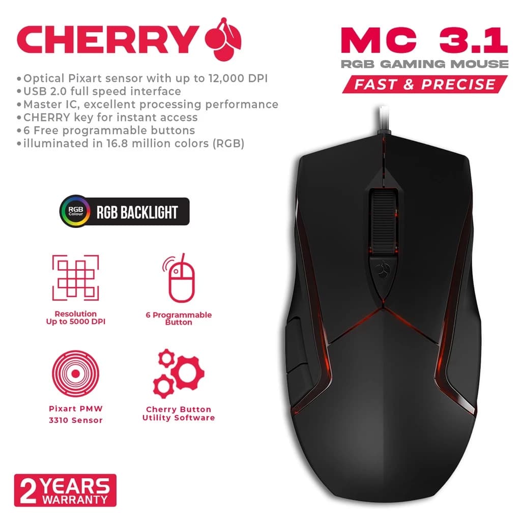 CHERRY MC 3.1 RGB gaming mouse for sportive gaming