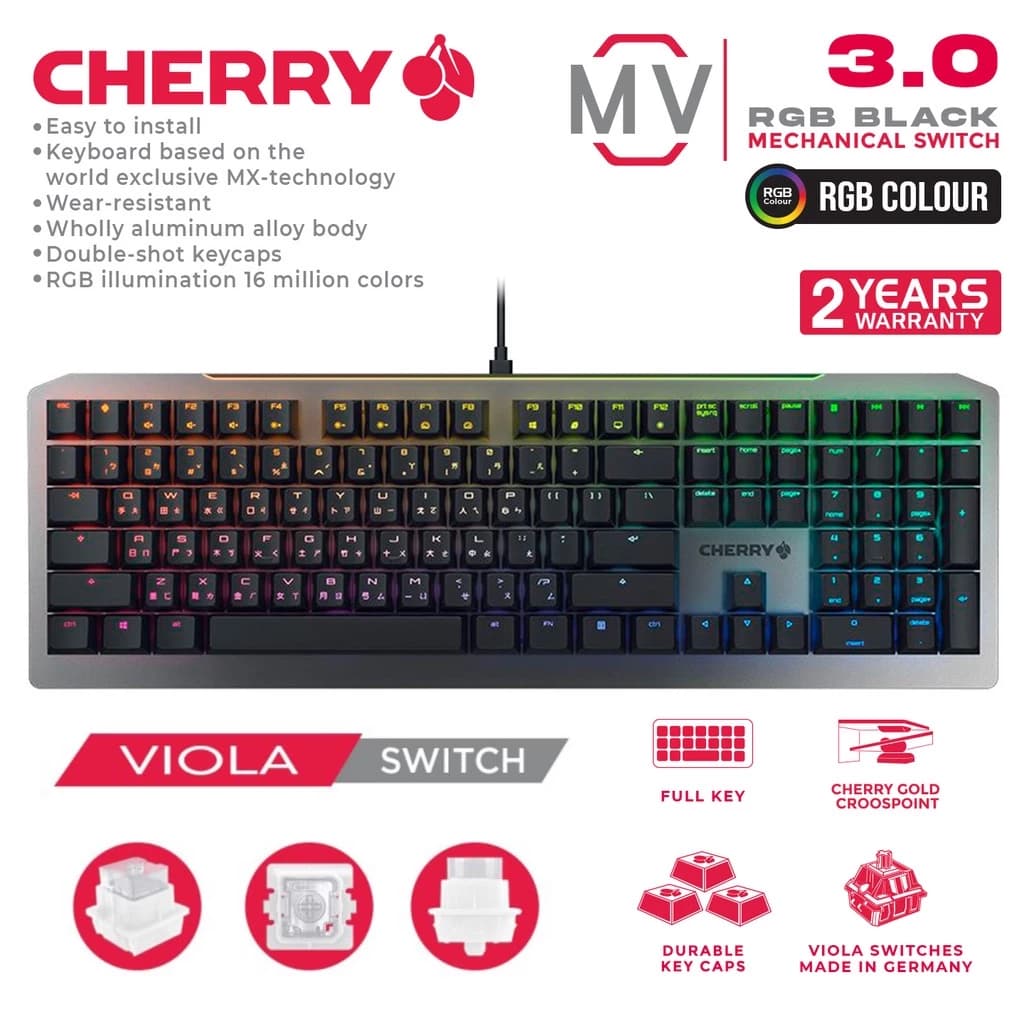 CHERRY MV Mechanical Gaming Keyboard Viola MV 3.0 - RGB BLACK
