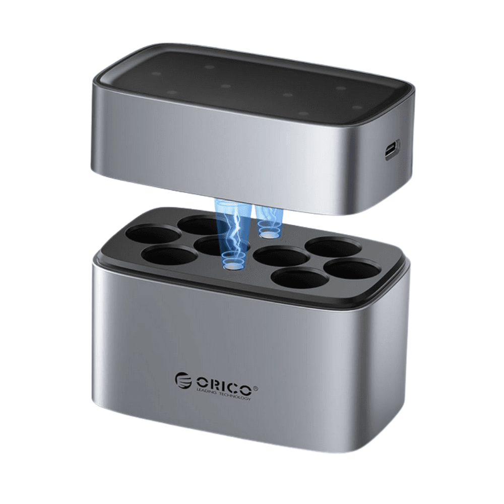 ORICO 8 Slot AA Battery Charger Box 5V 3A Type C Charger for Rechargeable AA Lithium Quick Charge Magnetic Cover LED Display - EV8 - view 2